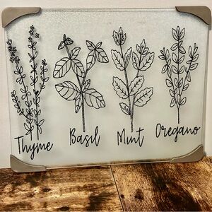 Cutting Board with Herb Plant and Name
